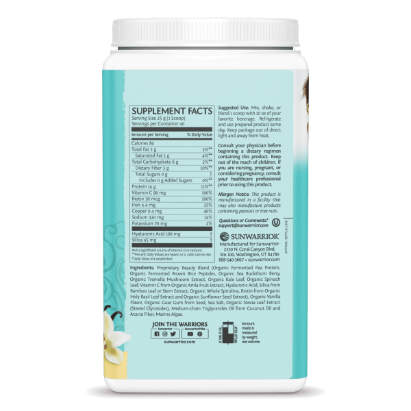 nutrition facts image Tahitian Vanilla / 40 Servings