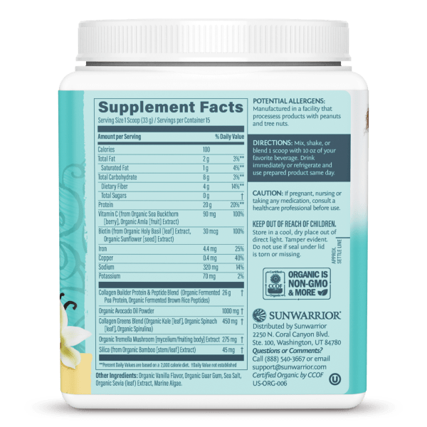 nutrition facts image Tahitian Vanilla / 20 Servings